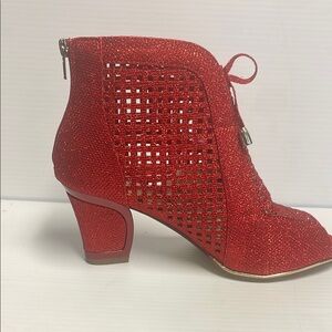 Red Glitter Ankle Boots